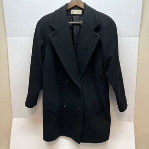 Jones New York Elegant Black Double-Breasted Pea Coat